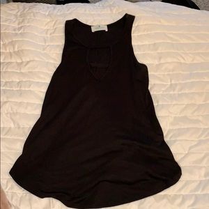 loose fun black tank top with striped v neck